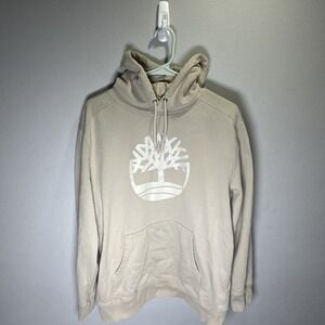 Timberland Core Tree Logo Pullover Hoodie size XL beige drawstring